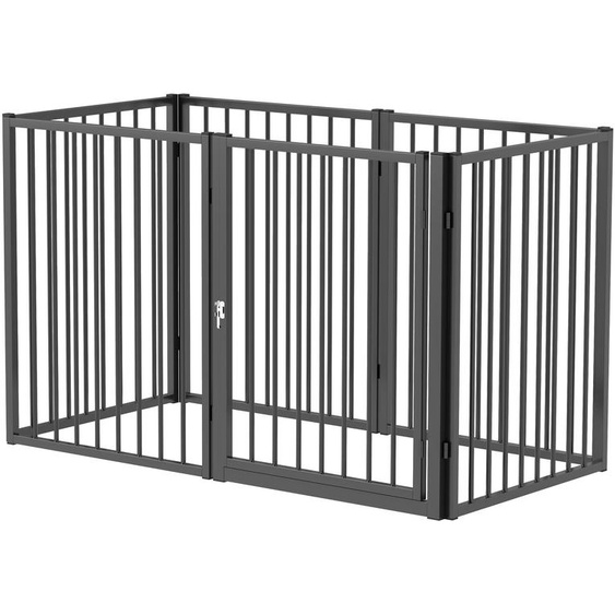 PawHut Parc pour chiots, 76 cm de haut, parc à 6 panneaux avec porte, en acier, noir
