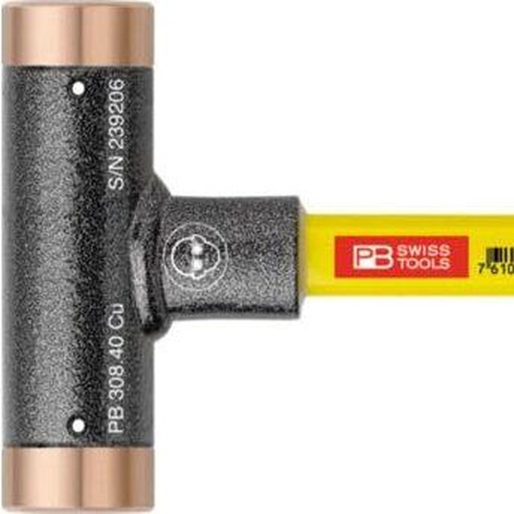 PB Swiss Tools Marteau sans rebond, avec inserts en cuivre, manche en super verre, 24 mm