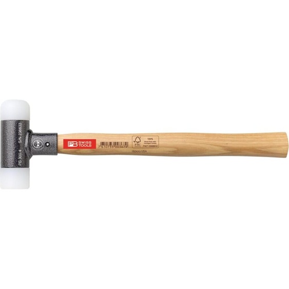 PB Swiss Tools Marteau sans rebond, avec inserts en nylon, manche en hickory, 35 mm