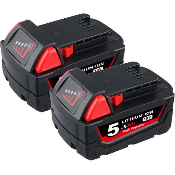 Pdstation - 2Pack pour Milwaukee M18 5.5Ah Lithium xc Battery 48-11-1860 48-11-1850 M18B5 48-11-1828 48-11-1840
