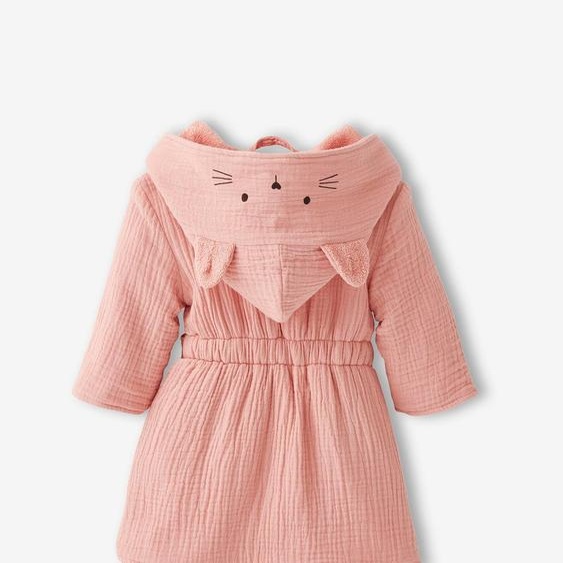 Peignoir bébé animal en gaze de coton bio* personnalisable rose