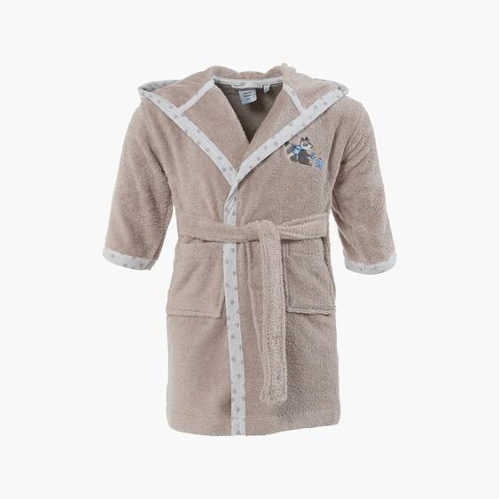 Peignoir bébé coton biologique à capuche Devine lin