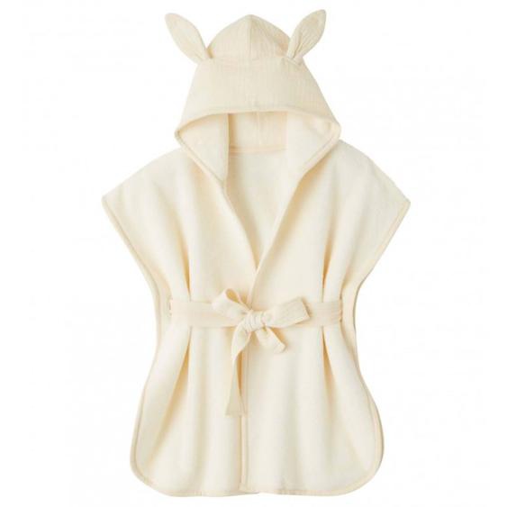 Peignoir Bébé Et Enfant À Capuche En Bambou Écru