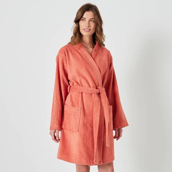 Peignoir court adulte col kimono éponge bouclette - 54/56 - Orange - Colombine