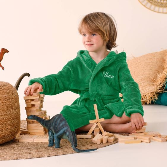 Peignoir de bain enfant à capuche personnalisable dinosaure microfibre -