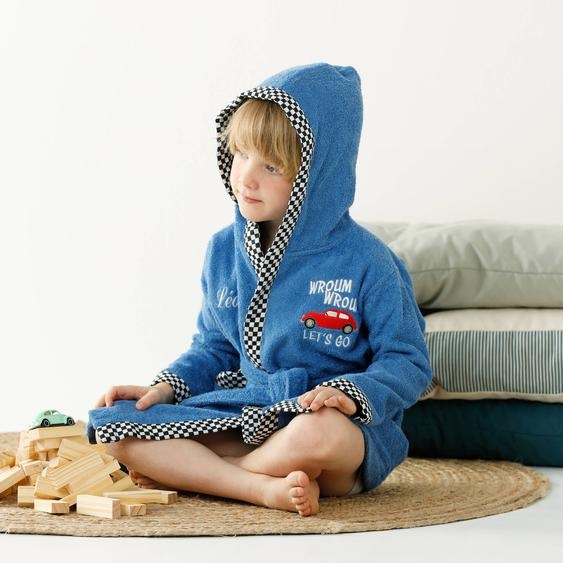 Peignoir De Bain Enfant À Capuche Voiture Personnalisable Éponge Coton - 340 G/m² - Colombine des petits