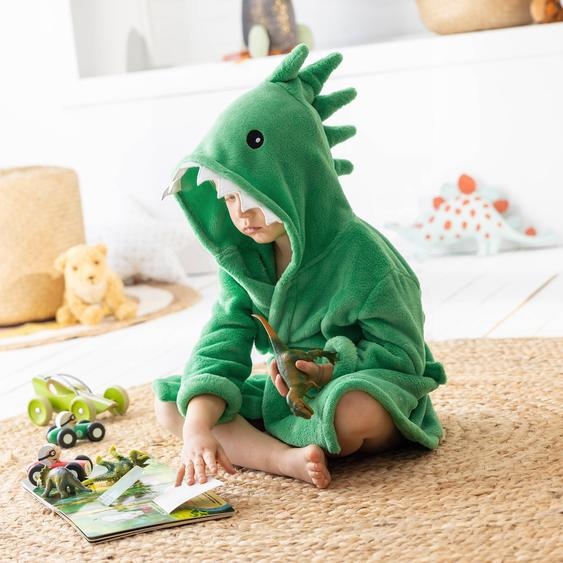Peignoir de bain enfant dinosaure à capuche microfibre toute douce -