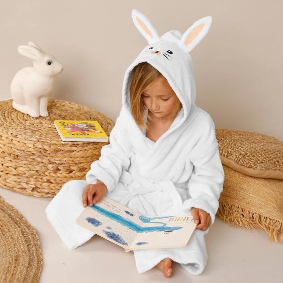 Peignoir de bain enfant lapin à capuche éponge coton - 340 g/m² -
