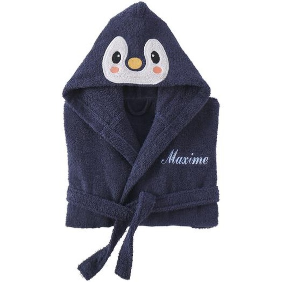 Peignoir de bain enfant personnalisable Pingouin, à capuche - 2/4 Ans - Bleu - Colombine Des Petits