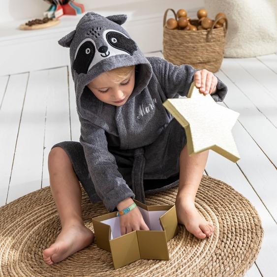 Peignoir de bain enfant personnalisable raton laveur - 10/12 Ans - Gris - Colombine Des Petits