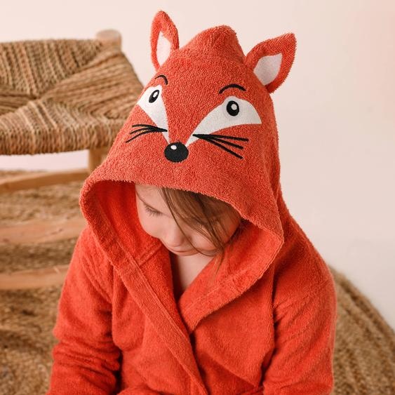 Peignoir de bain enfant renard à capuche éponge coton - 340 g/m² -