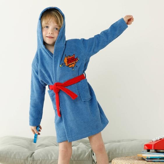 Peignoir de bain enfant super-héros à capuche éponge coton - 340g/m² -
