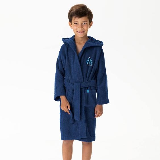 Peignoir Enfant Brodé 100% Coton, Om Ruban Bleu Marine