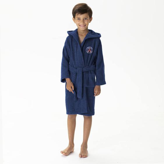 Peignoir Enfant Brodé 100% Coton, Psg Ruban Bleu Marine