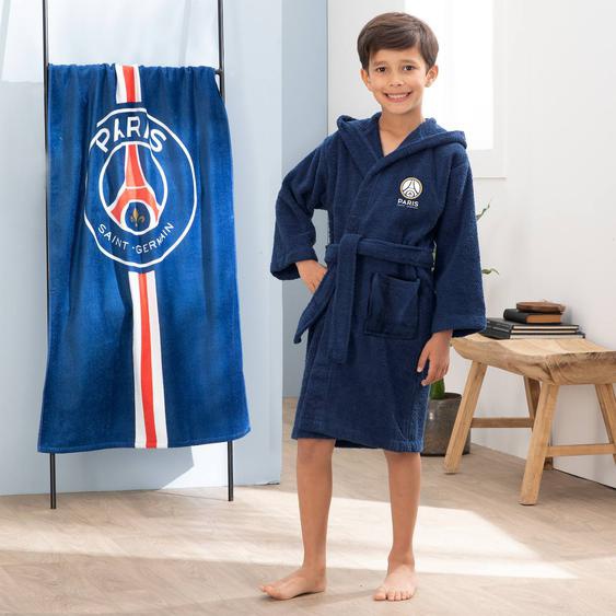 Peignoir Enfant Brodé 100% Coton, Psg White Bleu