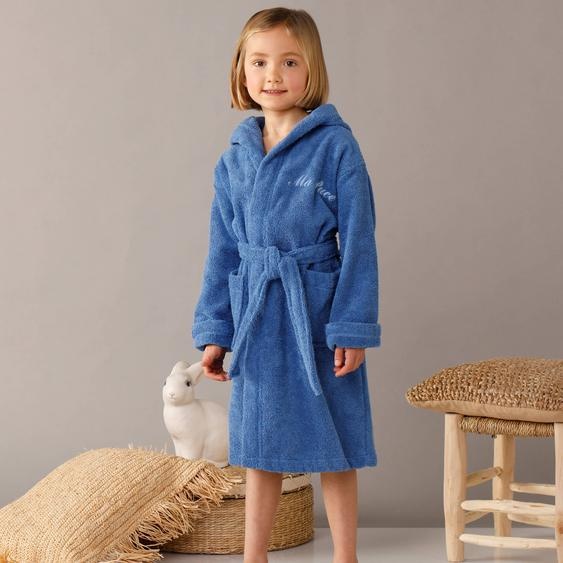 Peignoir enfant éponge à capuche personnalisable  - 4/6 Ans - Bleu - Colombine Des Petits