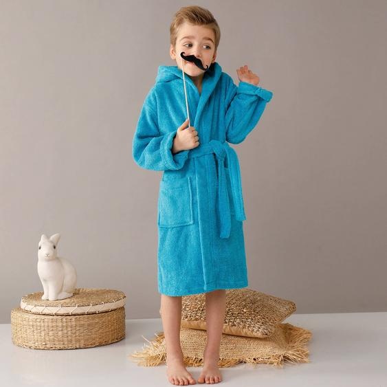 Peignoir enfant éponge bouclette à capuche - 12/14 Ans - Turquoise - Colombine Des Petits