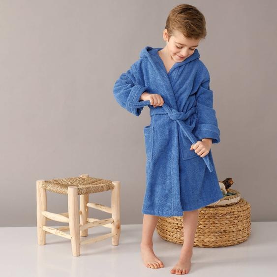 Peignoir enfant éponge bouclette à capuche - 4/6 Ans - Bleu - Colombine Des Petits