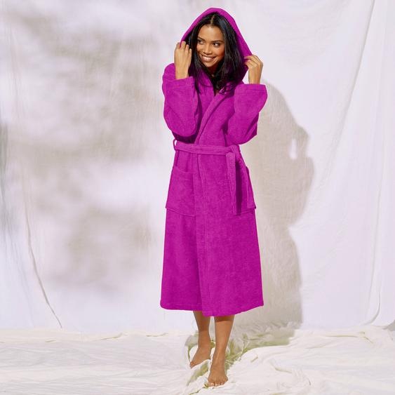 Peignoir mixte adulte col capuche éponge bouclette - 38/40 - Rose - Colombine