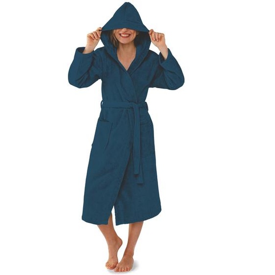 Peignoir mixte adulte col capuche éponge bouclette - 50/52 - Bleu - Colombine