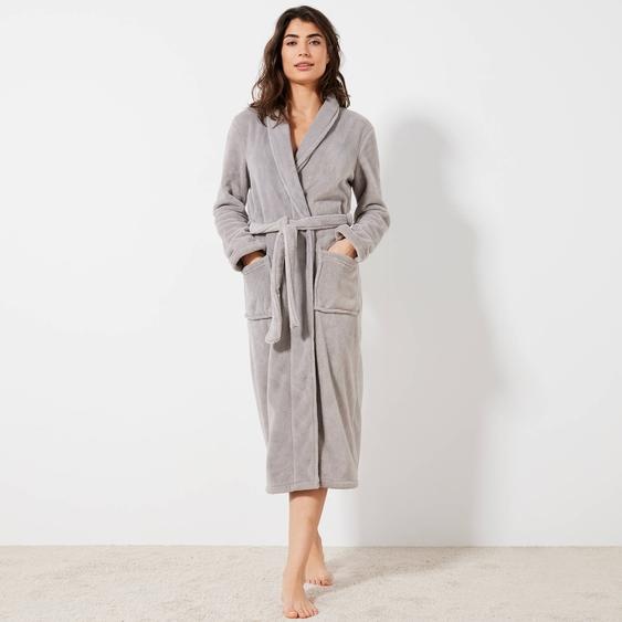 Peignoir polaire toucher peluche manches longues, longueur 115 cm -