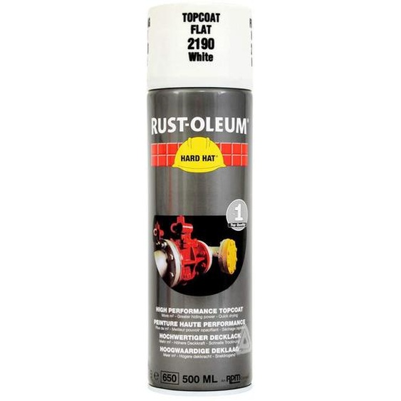Peinture aérosol blanc mat Rust-Oleum HARD HAT Topcoat 500 ml