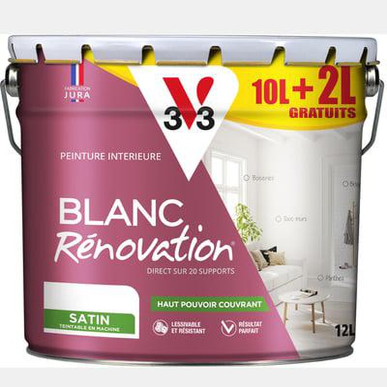 Peinture intérieure Blanc Rénovation® Satin 12 L