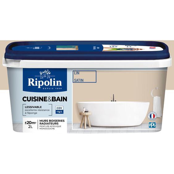 Peinture Murale spéciale Cuisine et Bain - Satin - 2L - Lin Ripolin