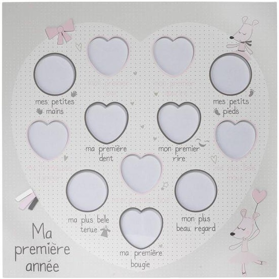 Pèle-mêle 12 Photos En Bois Coeur - Lilibelle Gris