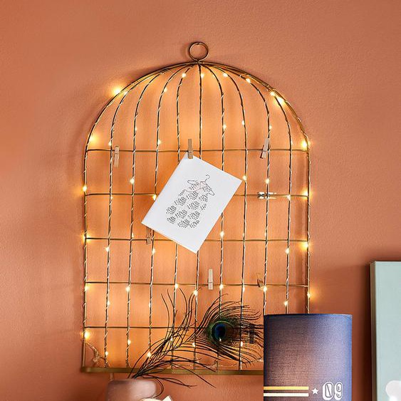 Pêle-mêle lumineux Cage à oiseaux doré