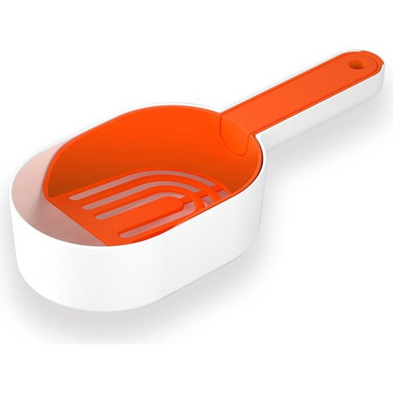 Pelle à litière avec support, Pelle profonde en plastique pour tamiser les excréments avec une longue poignée(Orange)