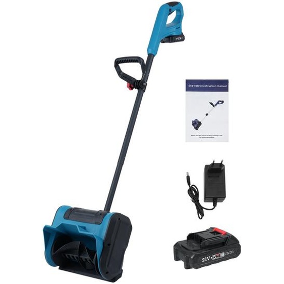 pelle à neige sans fil 21V avec brosse & poignée supplémentaire - Pelle à neige électrique avec batterie Li-Ion 2,0Ah & chargeur
