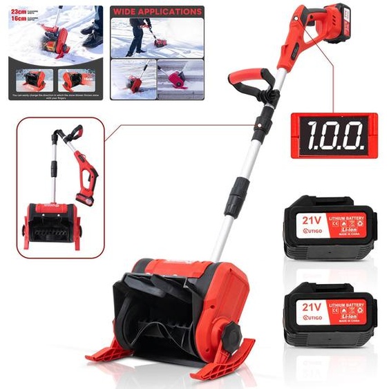 pelle à neige sans fil 900W, fraise à neige sans fil 21V, fraise à neige sans fil avec plaque directionnelle et poignée avant réglable