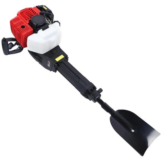 Pelle à terre portable à essence - Pelle à planter - 1900 W, 52 cm³, 2 temps, refroidissement par air, monocylindre, 1500 coups/min - Noir/Rouge