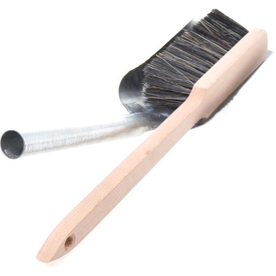 Pelle de balayage en métal - Pelle à ordures Tôle de balayage pour nettoyer et balayer - Pelle pour charbon - Pelle pour travaux de rénovation - Pelle à main + balai à main avec long manche - Balai en bois (Argent)