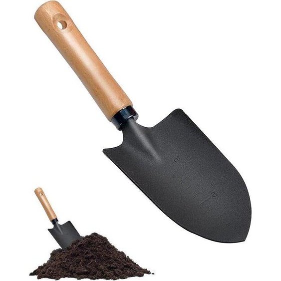 Pelle Koolstoftrodel avec petite pelle - petite pelle à bout incliné et flexible, avec repère de profondeur - pioche robuste pour le jardinage, le remuage et lameublissement du sol