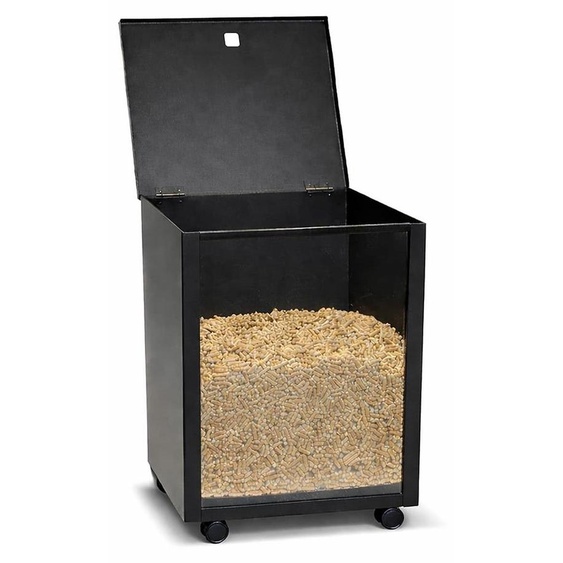 Pelletbox noir - avec roues et couvercle - capacité de 35 kg