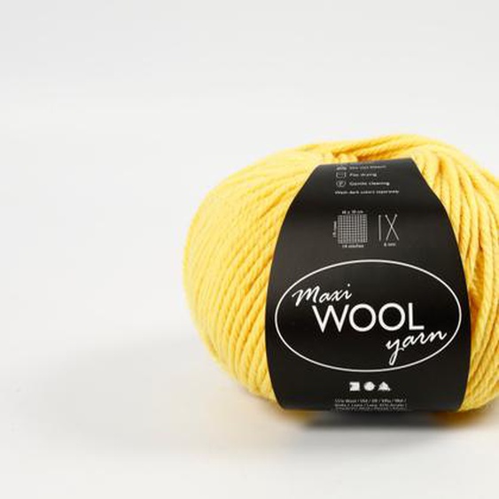 Pelote wool laine et acrylique jaune 125m 100gr