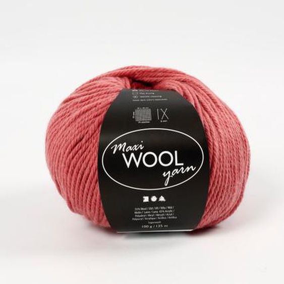 Pelote wool laine et acrylique rose 125m 100gr