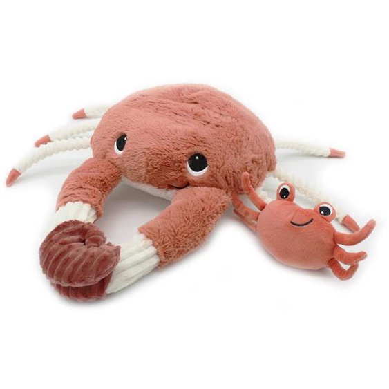 Peluche Cassecou Le Crabe Et Son Bébé Orange, Blanc, Noir