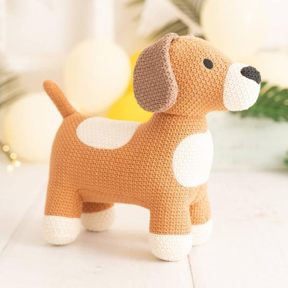 Peluche Chien Mini En Coton Brown