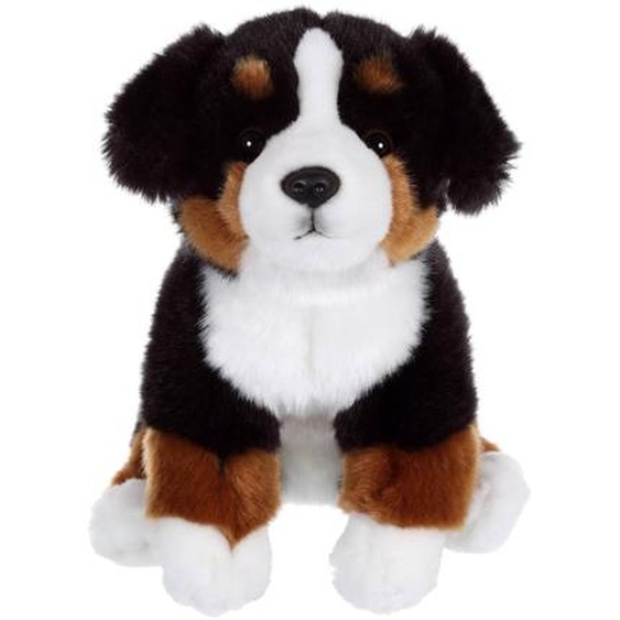Peluche - Chien Réaliste Assis, Bouvier Bernois 25 Cm Marron