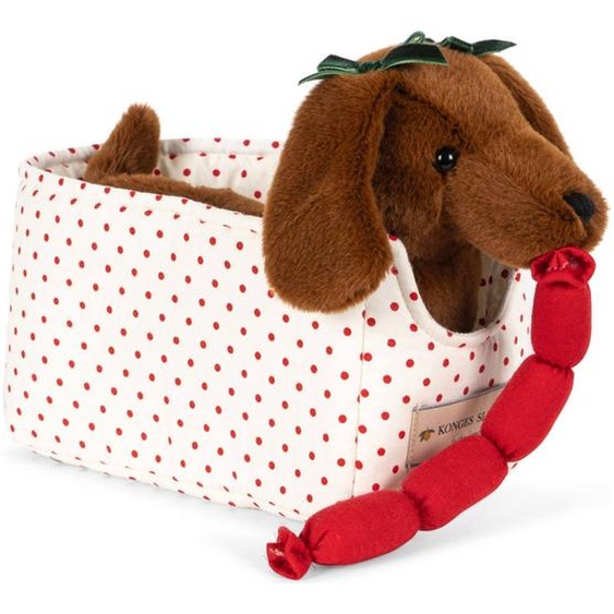 Peluche Chien Saucisse Chorizo Et Son Panier Marron, Rouge, Écru