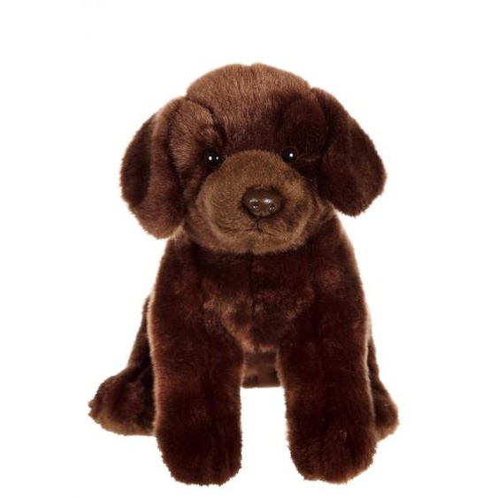 Peluche - Chiens Réalistes Assis, Labrador Chocolat 25 Cm Marron