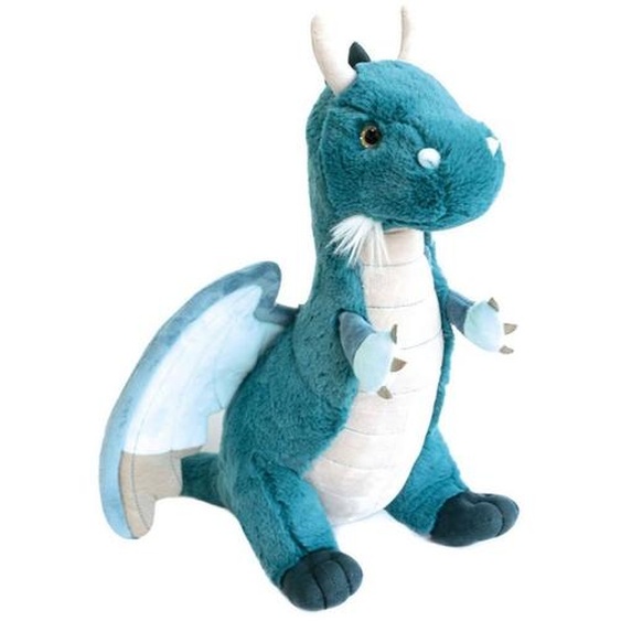 Peluche Dragon Emeraude 40 Cm Bleu