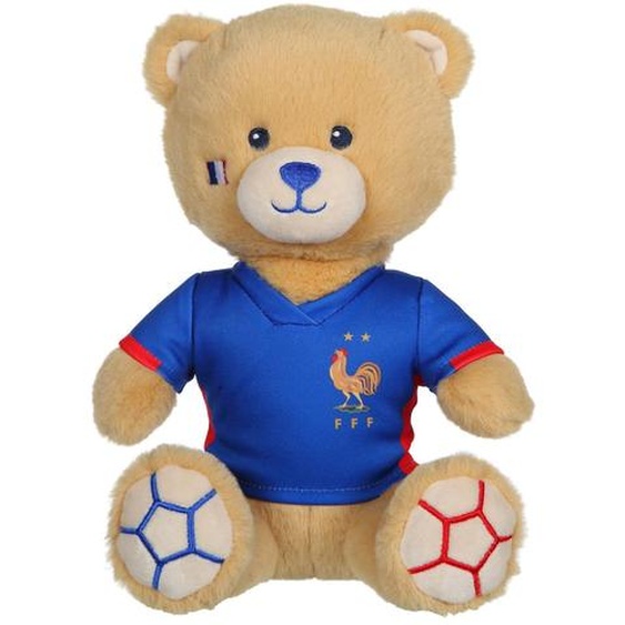 Peluche Fff Equipe De France De Football, Ours Maillot 24 Cm Blanc