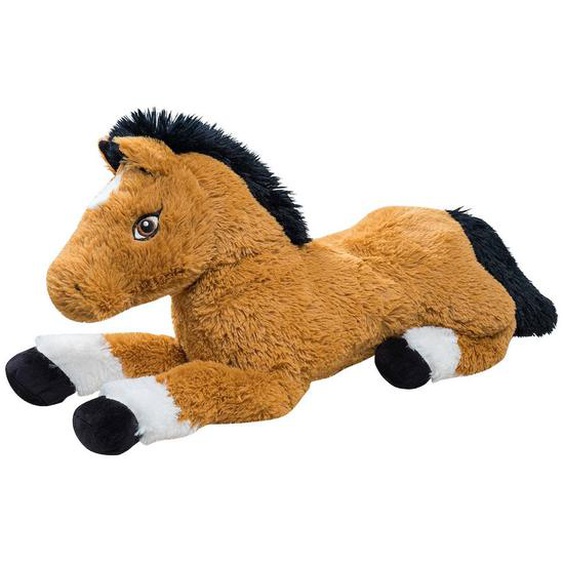 Peluche Géante Cheval Lucky - Made In France Marron Et Noir