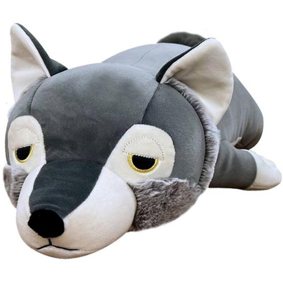 Peluche Loulou Le Loup Gris, Blanc, Noir