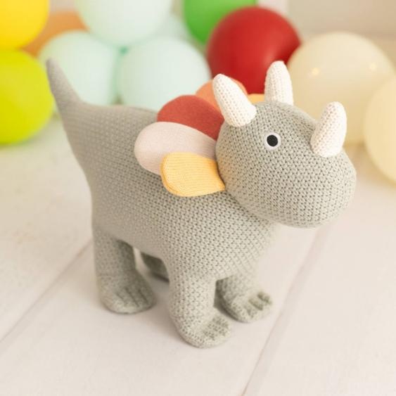 Peluche Tricératops Mini En Coton Grey
