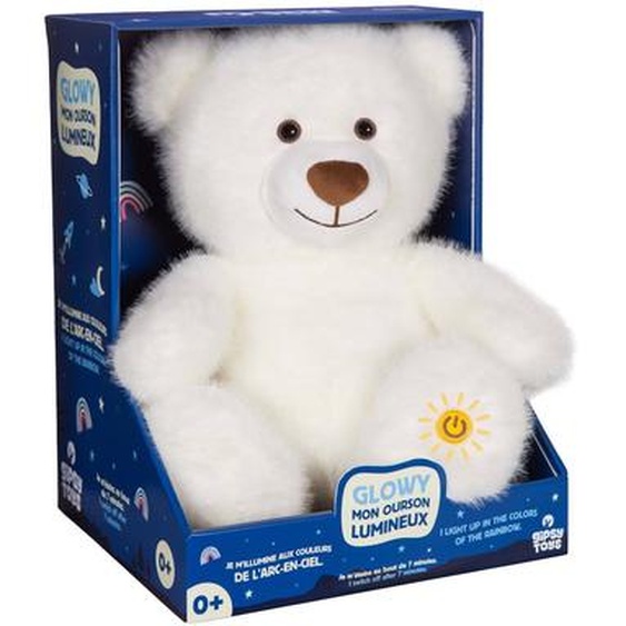 Peluche Veilleuse Glowy, Mon Ourson Lumineux Beige – 24 Cm Blanc